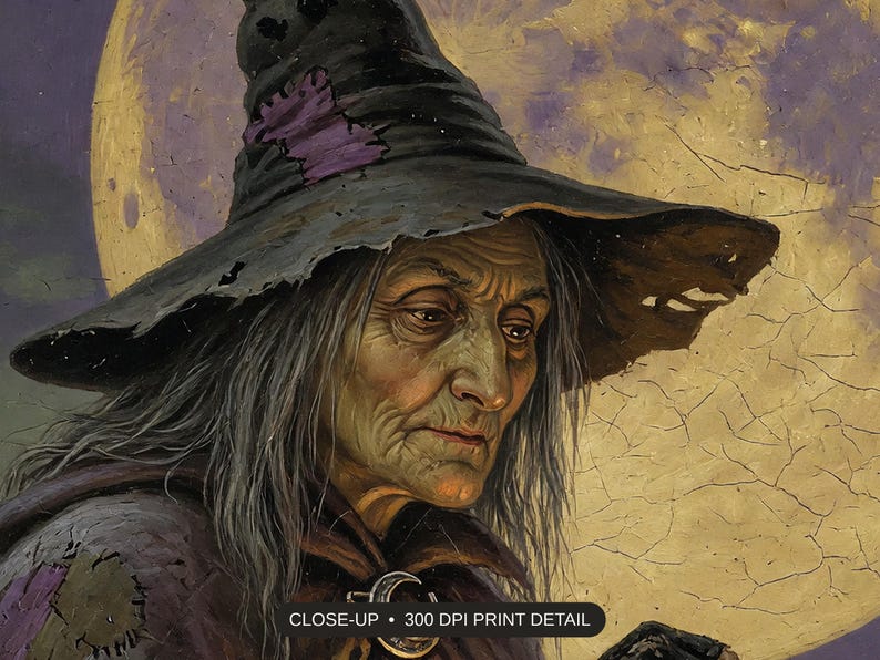 Close-up print detail of the witchy wall art artwork at 300 DPI