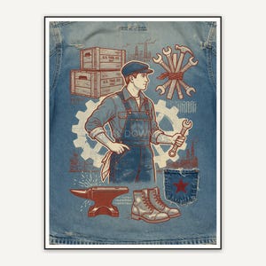 vintage overalls workwear illustration