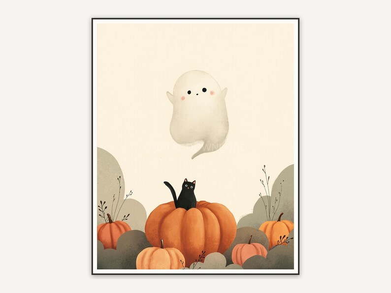 Halloween printable wall art design from the 120 print bundle shown framed
