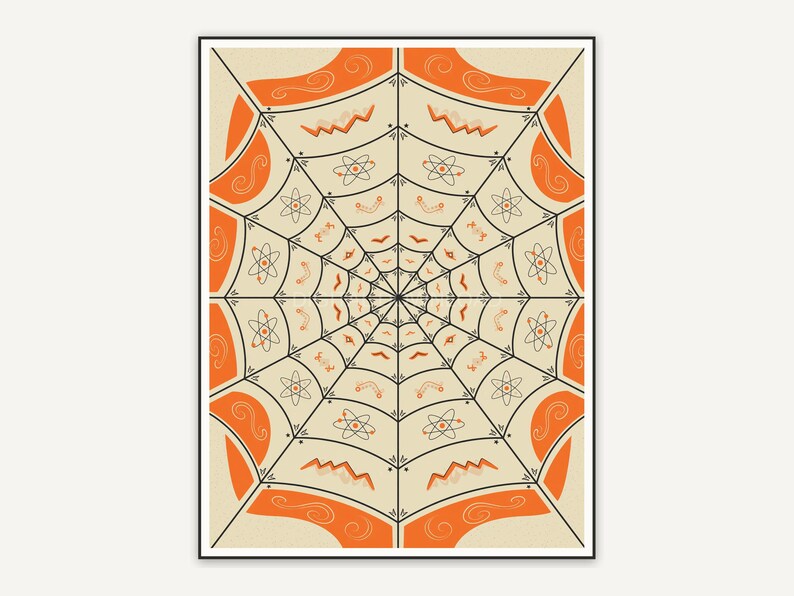 1950s spider web with bold geometric patterns