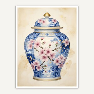 Cherry blossom chinoiserie jar