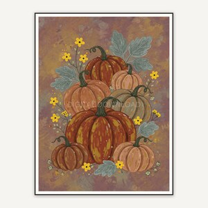 Folk style pumpkin cluster with sage leaves