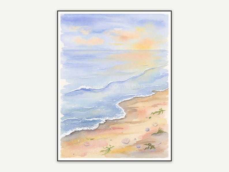 Watercolor gentle waves print