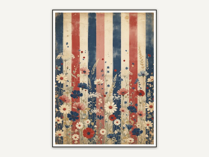 Sun-bleached stripes with meadow blooms