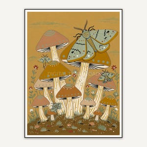 Mushroom cluster with moth details