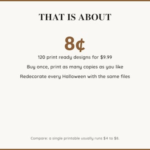 Value card: 120 Halloween printable designs works out at a few cents per print