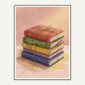 Stack of vintage textbooks tied with string