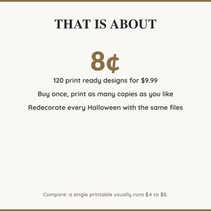 Value card: 120 Halloween printable designs works out at a few cents per print