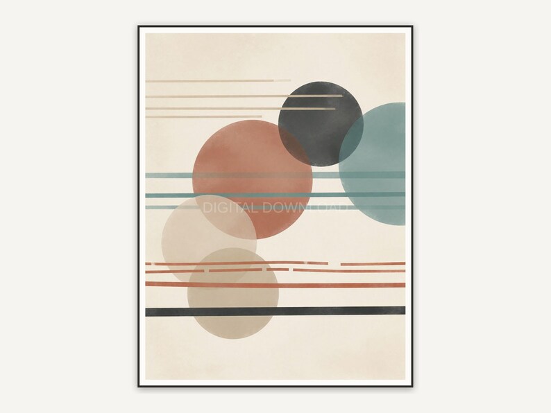 Japandi abstract with overlapping circles in earth tones