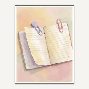 watercolor open notebook print