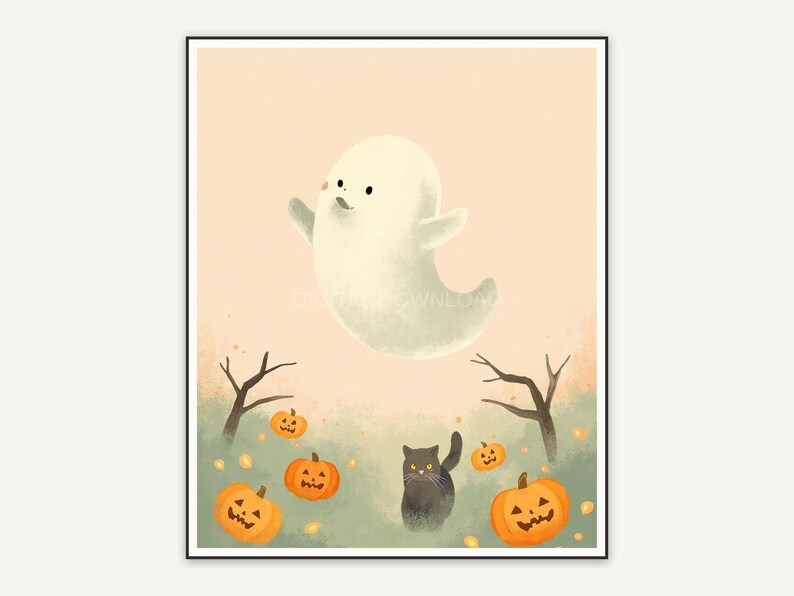 Halloween printable wall art design from the 120 print bundle shown framed