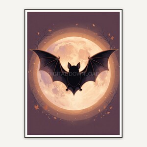 small bat over glowing moon