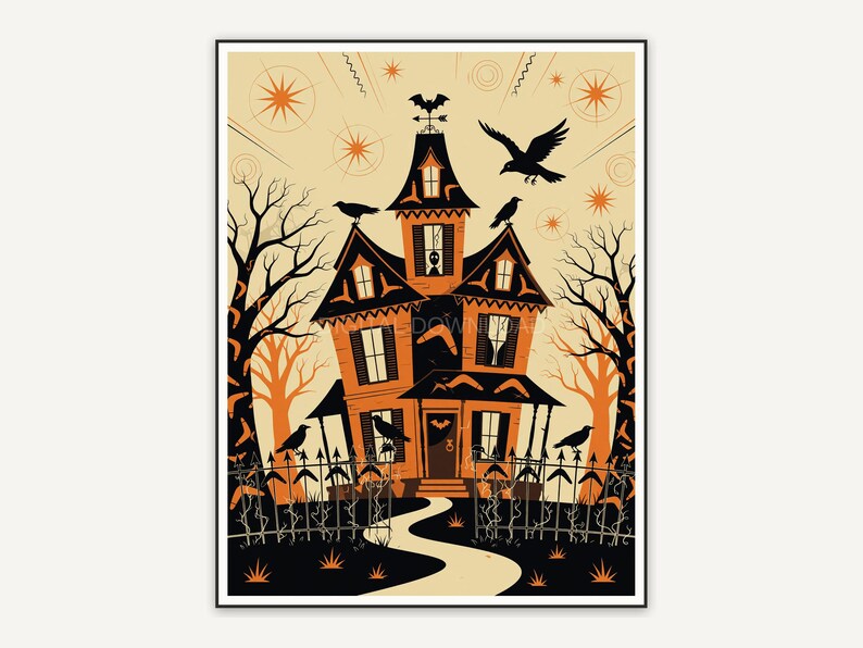 Haunted house with boomerang patterns
