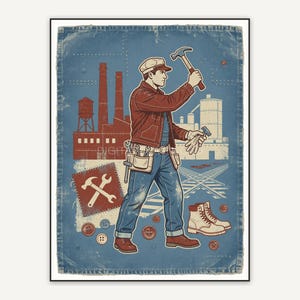 faded denim jacket poster style art