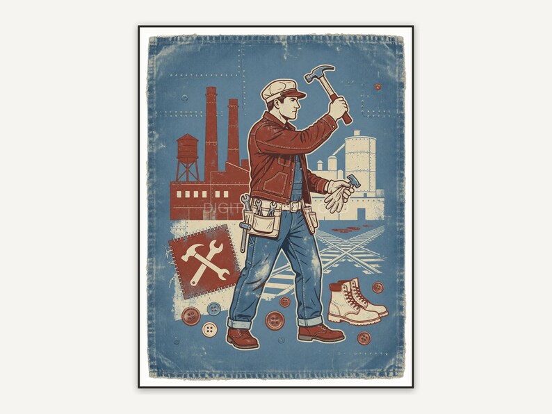 faded denim jacket poster style art