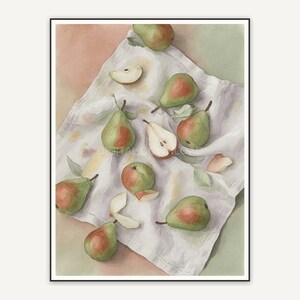 scattered pears on linen autumn illustration