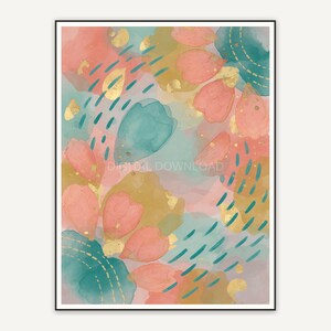 Sixth boho rainbow petal print in coral teal and gold