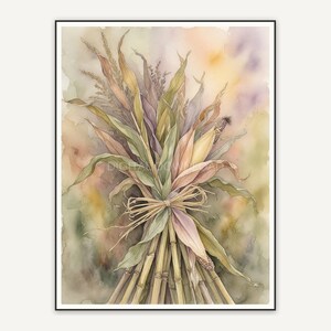 Soft watercolor cornstalk bundle print