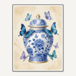 Butterfly and blossom jar motif