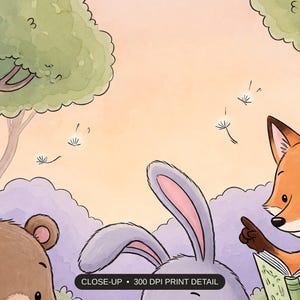 Close-up print detail of the illustrated storybook classroom prints artwork at 300 DPI