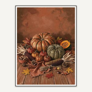 seasonal harvest still life with orange hues