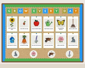 Bulletin Board Kit, Back To School Classroom Decor, Growth Garden Printable Set, Teacher Resource For Elementary Grades