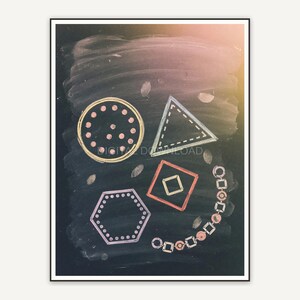 Chalkboard with geometric shapes in nostalgic style