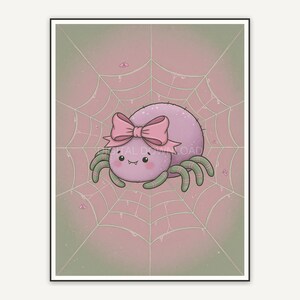 Plump spider on web with bow