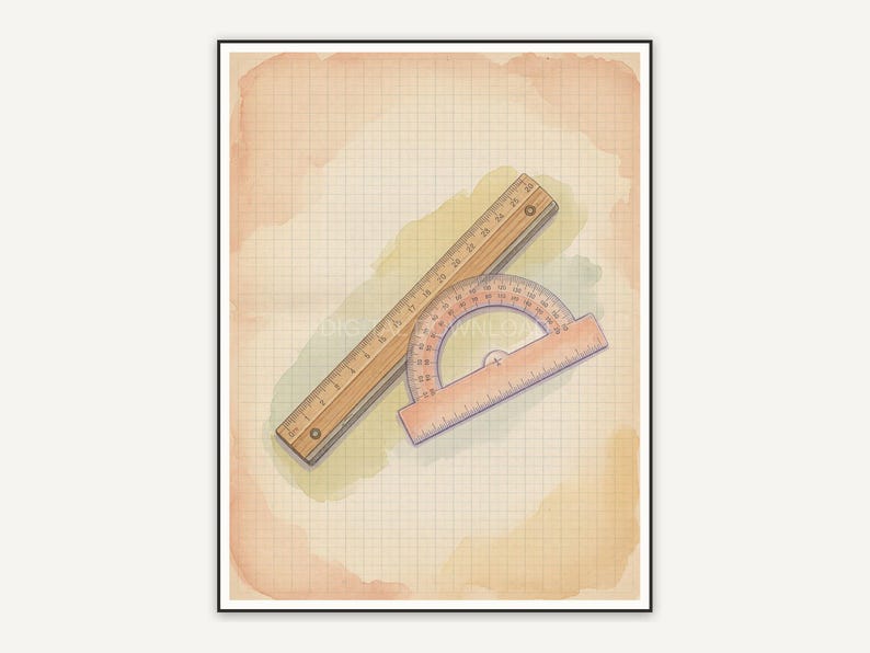 watercolor ruler set print