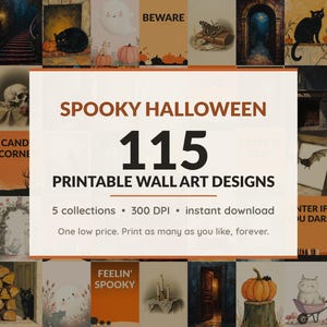Spooky Wall Decor Mega Bundle, 115 Prints, Vintage Oil Portraits, Gothic Gallery Wall, Folk Art Prints, Dark Manor Decor, Digital Download