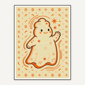 Vintage diner ghost illustration with rounded forms