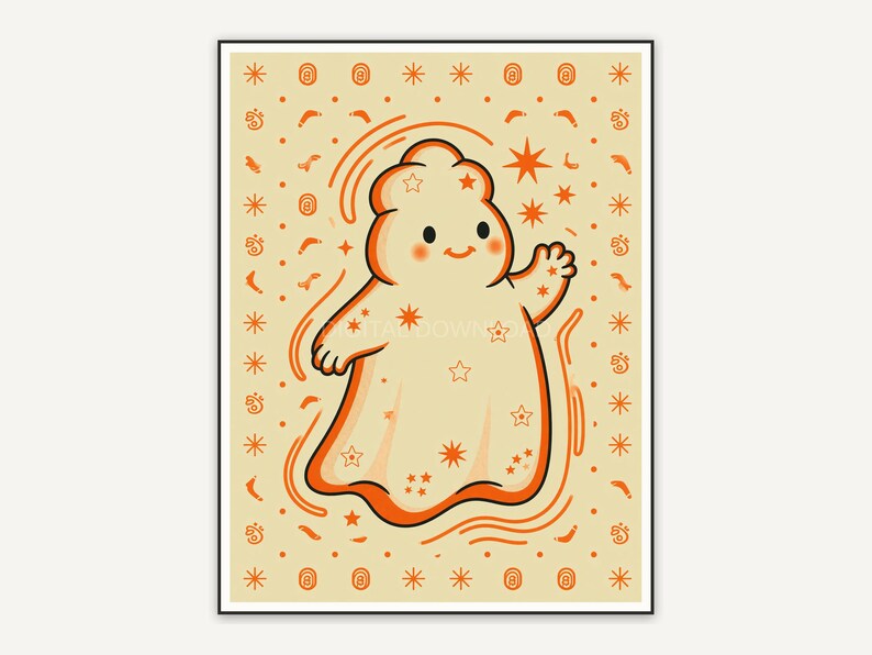 Vintage diner ghost illustration with rounded forms