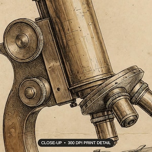 Close-up print detail of the vintage science lab icons artwork at 300 DPI