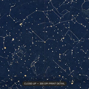 Close-up print detail of the celestial zodiac art artwork at 300 DPI