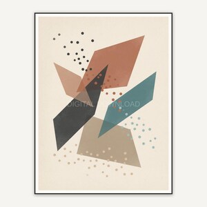 Japandi abstract with trapezoids and dots in earth tones