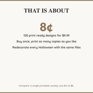 Value card: 120 Halloween printable designs works out at a few cents per print