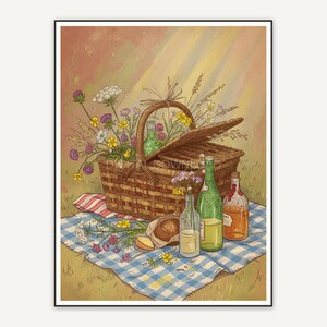 vintage basket with flowers print
