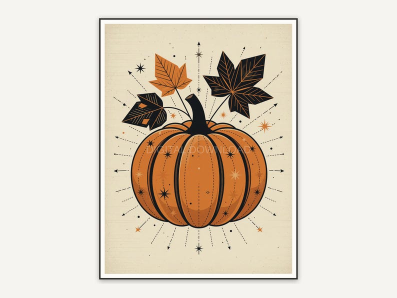 geometric pumpkin in 1950s orange and cream