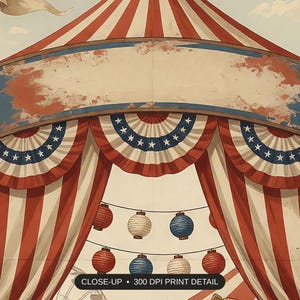 Close-up print detail of the vintage americana summer artwork at 300 DPI