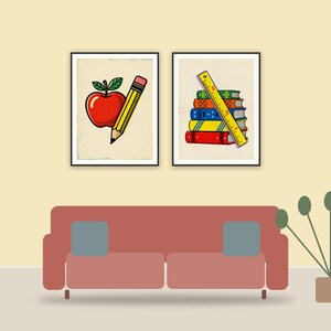 classroom printable printable art framed above a sofa in a styled living room