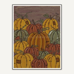 Mustard and rust folk pumpkins cluster