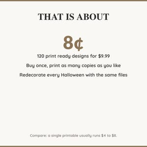 Value card: 120 Halloween printable designs works out at a few cents per print