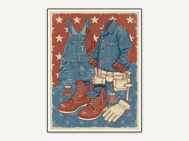 cream and red work boot illustration