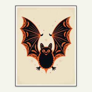 Flat bat design in retro Halloween colors