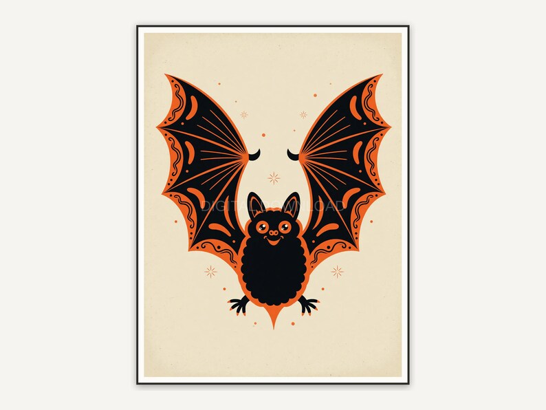 Flat bat design in retro Halloween colors