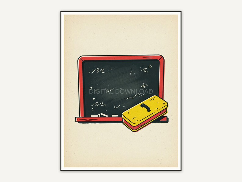 Green chalkboard with pink eraser motif