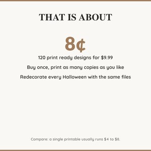 Value card: 120 Halloween printable designs works out at a few cents per print