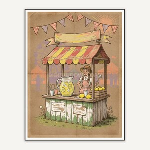 Lemonade stand with striped awning
