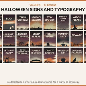 Volume 5 Halloween Signs and Typography: 24 printable Halloween art designs, bold halloween lettering, ready to frame for a party or entryway