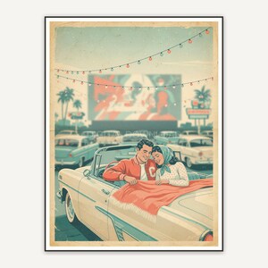Couple in car at drive in